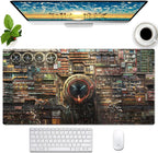 Futuristic Fantasy Mouse Pad, Cyberpunk Style Desk Mat, Extended XL Gaming by Cindasun