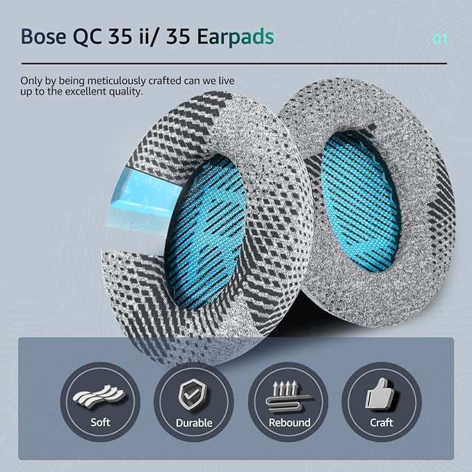 Cooling-Gel QuietComfort 35 / QC35 ii Fabric Replacement Ear Pads - Image 3