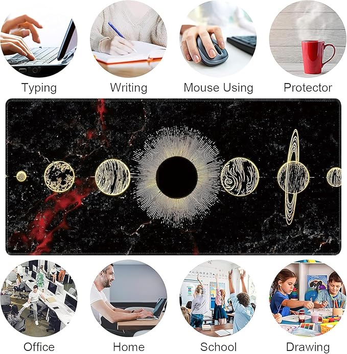 Galaxy Planet Large Mouse Pad, Gaming Keyboard Desk Pad, Extended Mouse Mat - Image 7