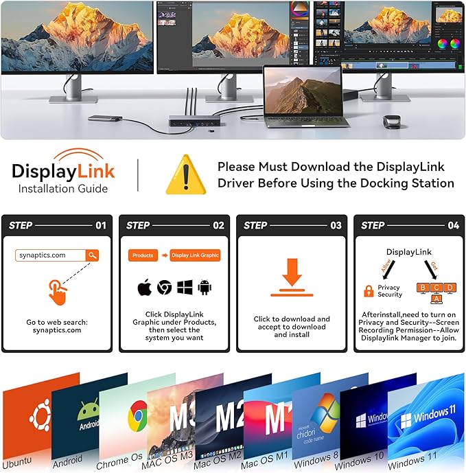 Displaylink Docking Station Triple 4K HDMI Monitors - Image 4