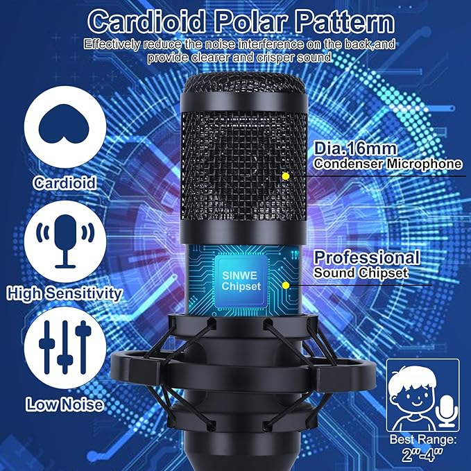 SINWE Podcast Equipment Bundle for 2, F993 Voice Changer - Image 4