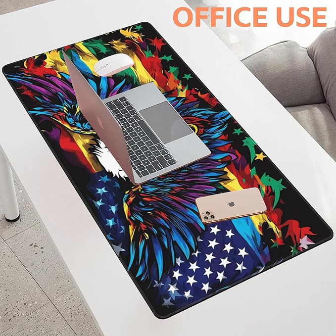 Mouse Pad Large Flag with an Eagle Non-Slip Gaming Desk Mat with Stitched Edge - Image 5