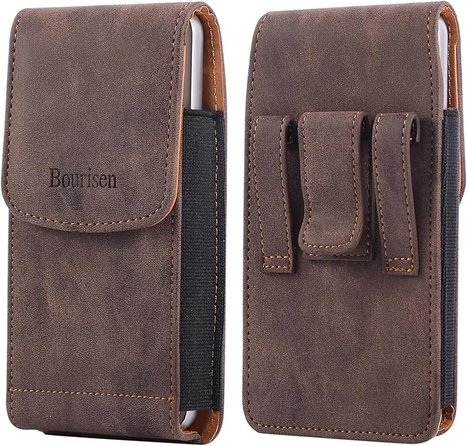 Universal Phone Holster Phone Pouch Case Belt Clip Belt Loops Card Slot Faux by Bourisen