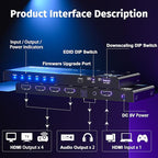 4K HDMI Splitter 1x4 with Audio Extractor, Downscaler & EDID, 4K@60Hz HDR HDMI - Image 5