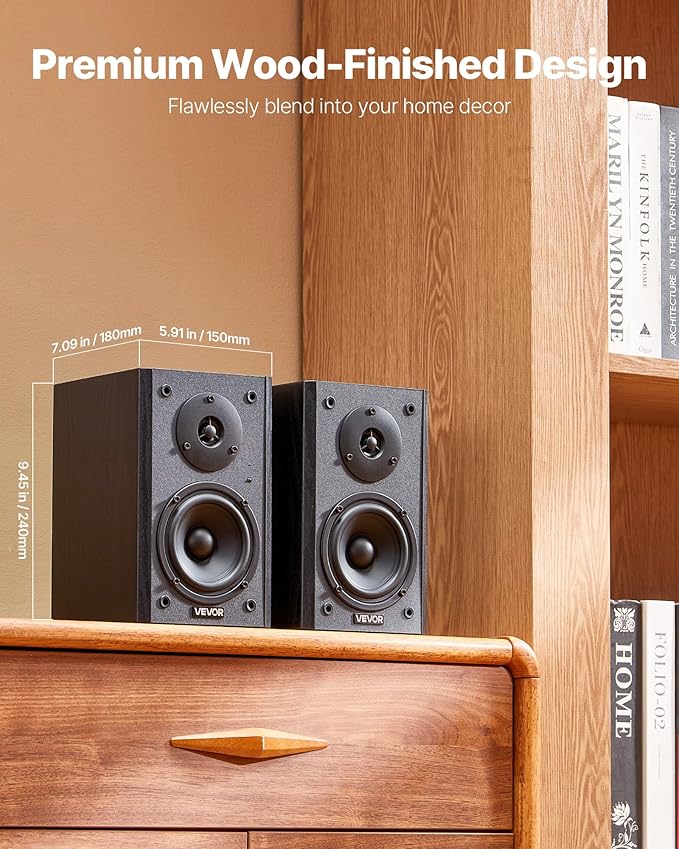 VEVOR Powered Bookshelf Speakers, 20W x 2, Active Studio Monitor Speaker - Image 6