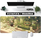 Green Gardener Desk Mat Anime Forest XL Gaming Mouse Pad Plant Lover Desk Pad - Image 2