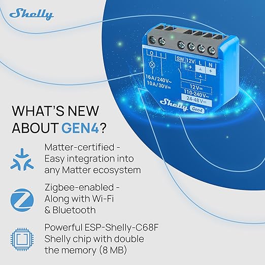 Shelly 1 Gen4 | Wi-Fi, Zigbee & Matter Smart Relay Switch - Image 5