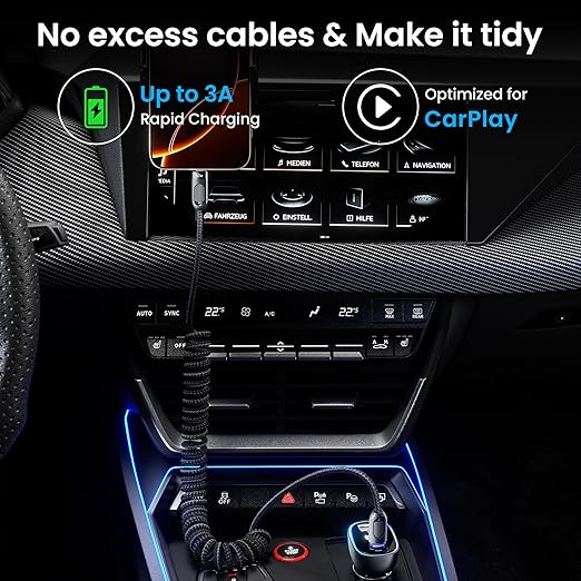 Coiled USB C to USB C Cable 2Pack 3FT Braided Retractable Fast Charging Cable - Image 2