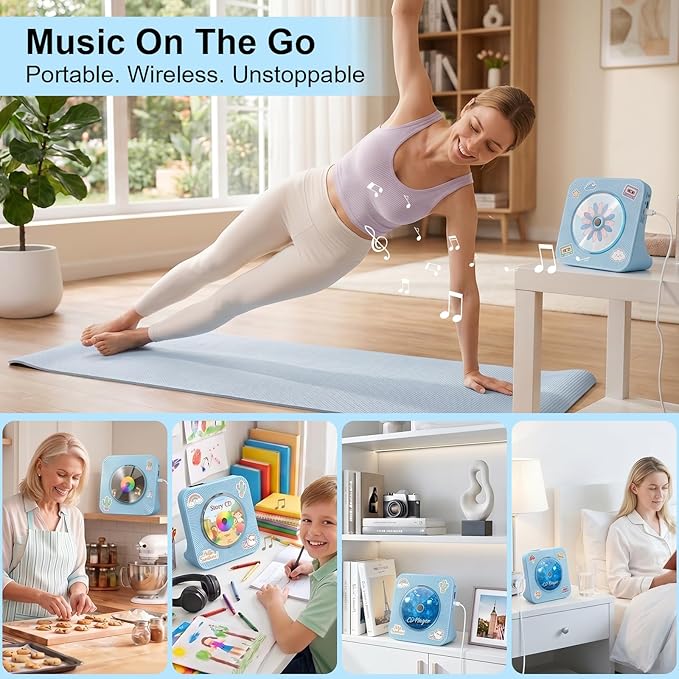 Gueray CD Player Portable Bluetooth Desktop CD Player - Image 7