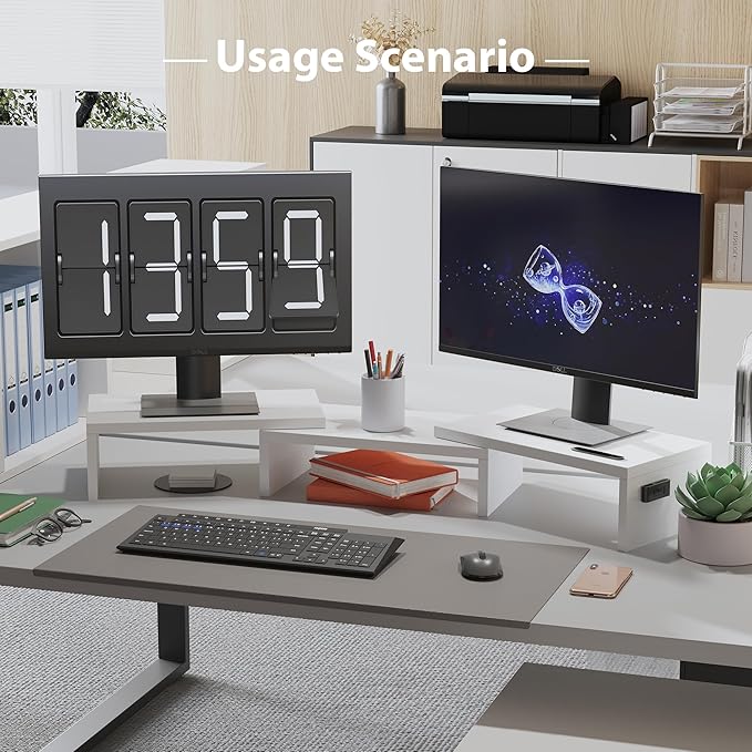 BONTEC Dual Monitor Stand Riser, Adjustable Length & Swivel Angle, Ergonomic - Image 8