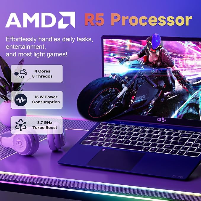 NIMO 15.6 inch Laptop FHD, AMD Ryzen 5 3500U, 8 GB RAM, 256 GB SSD, Windows 11 - Image 2