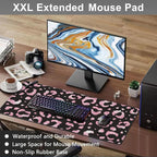 Mouse Pad, Large Rose Pink Leopard Printings Desk Mat, Extended Non-Slip Gaming - Image 6