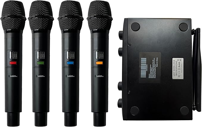 4-Channel Wireless Microphone System, UHF Compact Cordless Mic Set w/ 4x10 - Image 8