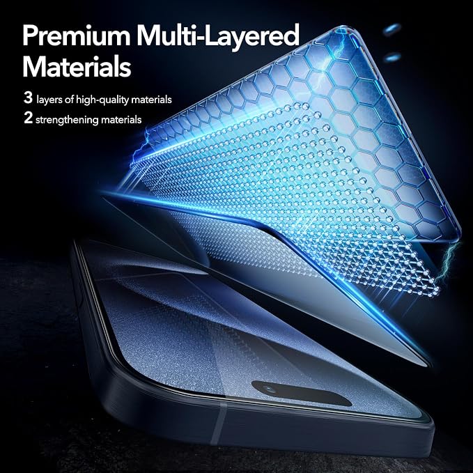ESR 3 Pack for iPhone 15 Pro Max Screen Protector, Full Coverage Tempered Glass - Image 6