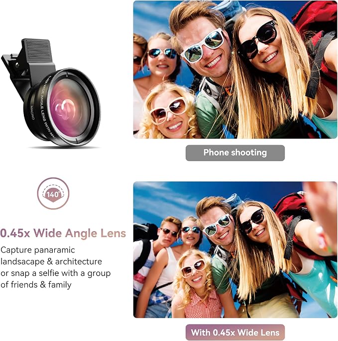 MIAO LAB 2-in-1 Phone Camera Lens Kit, 12.5X Macro + 0.45X Wide Angle Cell - Image 3