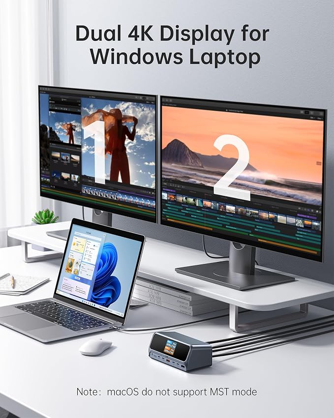 Selore Docking Station, 13 in 1 Laptop Docking Station Dual Monitor - Image 3