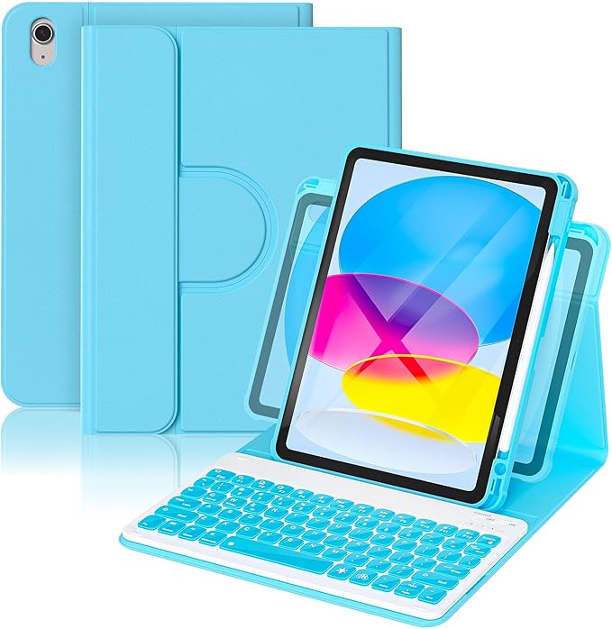 YBING Keyboard Case for iPad 10th Gen 10.9 inch & 11th Gen, 360 Rotation by YBING
