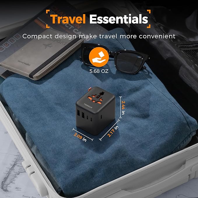 TESSAN Universal Travel Adapter 28W, International Power Adapter - Image 6