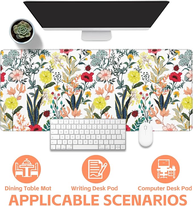 Mouse Pad Large Summer Flower Non-Slip Gaming Desk Mat - Image 4