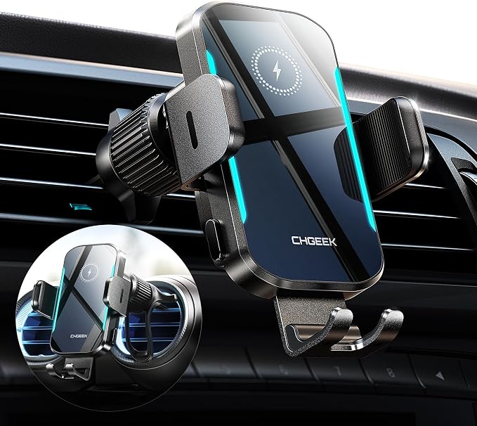 CHGeek Wireless Car Charger, 15W Fast Charging Car Phone Holder Charger - Image 7