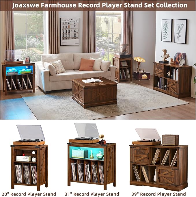 Large Record Player Stand with Vinyl Storage Up to 450 Albums, 39 Inch - Image 5