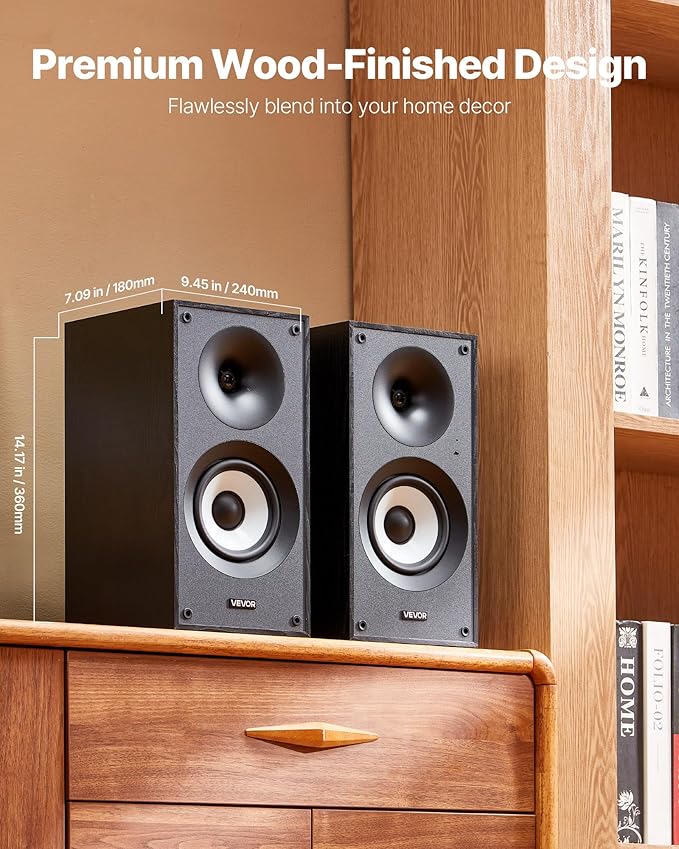 VEVOR Powered Bookshelf Speakers, 25W x 2, Active Studio Monitor Speaker - Image 6