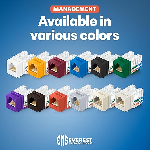 Everest 90° Angled RJ45 Cat6 Keystone Jacks 50-Pack in Blue - Image 7