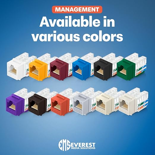 Everest 90° Angled RJ45 Cat6 Keystone Jacks 50-Pack in Orange - Image 7