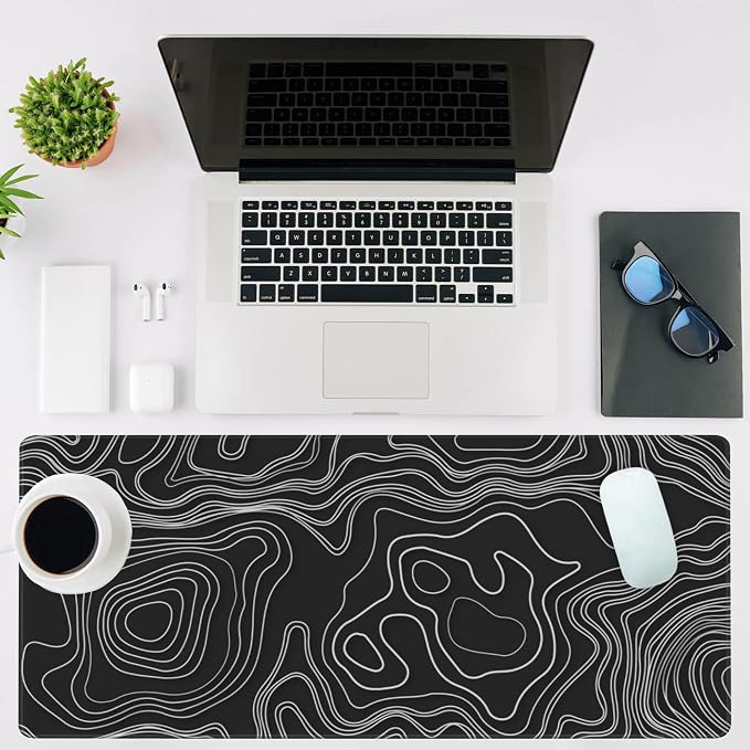 Mouse Pad Large Topographic Map Lines Non-Slip Game Desk Mat - Image 2