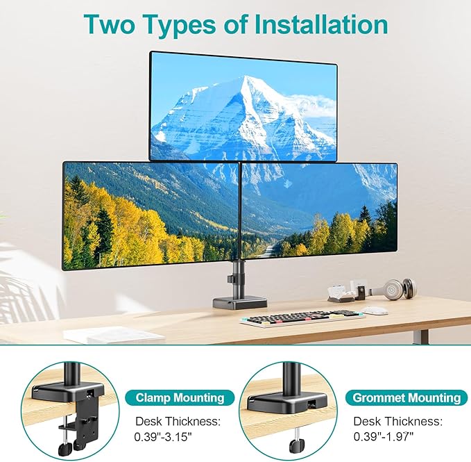 MOUNT PRO Triple Monitor Mount for Max 32" Computer Screen, Adjustable 3 - Image 5