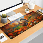Autumn Turkey Gaming Mouse Pad, Pumpkin and Fall Leaf Mousepads - Image 2