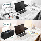 Bamboo Cable Management Box, Large Cord Organizer Box Cable Box to Hide Wires & - Image 5