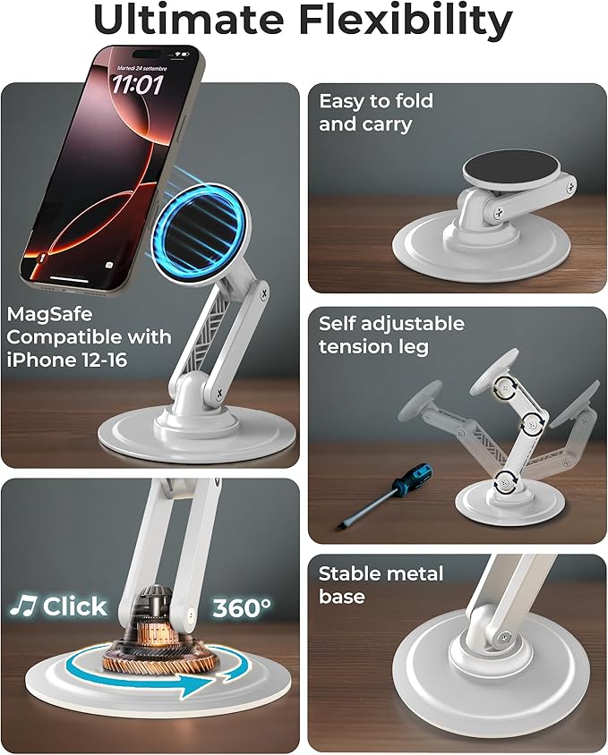 COOPER Magnetic Phone Stand for Desk, Mag360 Adjustable MagSafe Stand for - Image 3