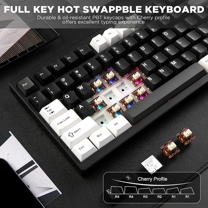 YUNZII AL80 Wireless Mechanical Keyboard, Full Aluminum CNC, Smart LCD Display - Image 6