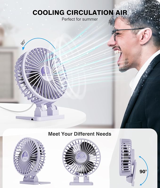 JZCreater USB Desk Fan, Mini Fan Portable, 3 Speeds Desktop Table Cooling Fan - Image 3