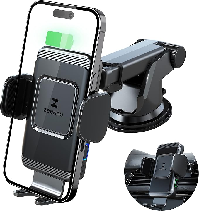 ZeeHoo Wireless Car Charger, 15 W Fast Charging Auto-Clamping Car Mount by ZEEHOO%C2%AE