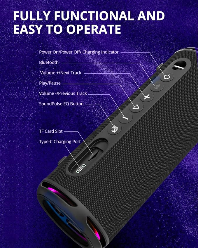 Tronsmart T7 Lite 24W Portable Bluetooth Speaker, Enhanced Bass, Rainbow Light - Image 8