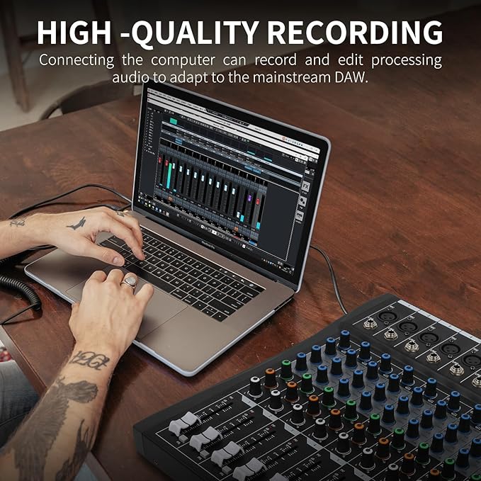 XTUGA 6 Channel Audio Mixer Sound Board Mixing Console, Audio Interface PC USB - Image 3