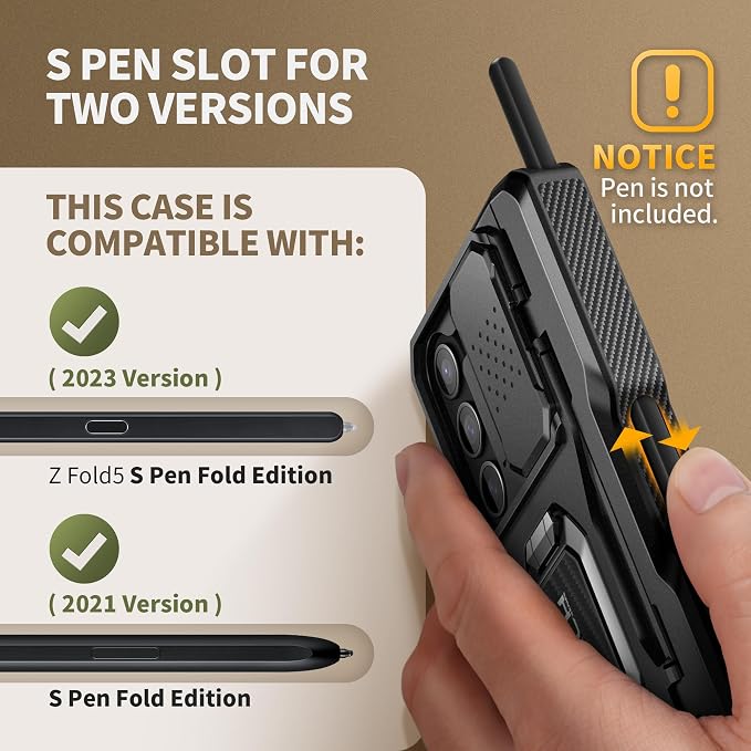 TONGATE for Z Fold 5 Case with Ring Stand, Built-in S Pen Holder & Glass Screen - Image 7