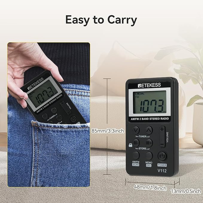 Retekess V112 AM FM Pocket Radio, Digital Radio - Image 5