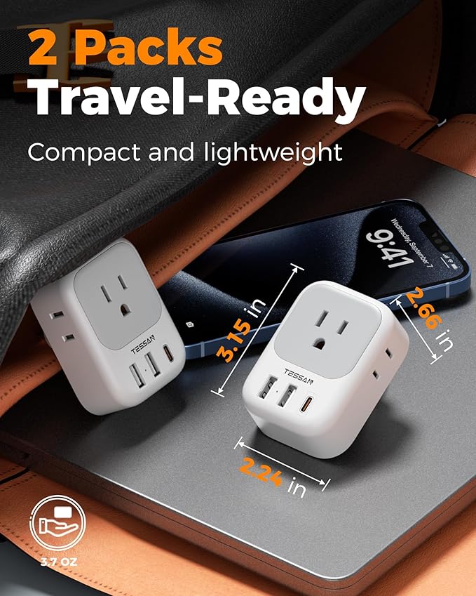 TESSAN Brazil Plug Adapter 2 Pack, 7 in 1 US to Brazil Power Adapter - Image 5