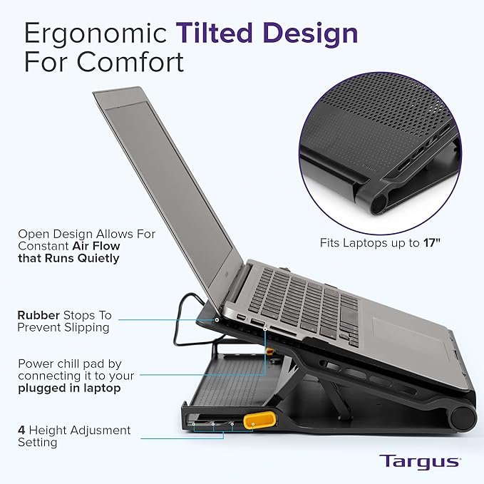 Targus Laptop Cooling Pad for Laptops up to 17-inches, Dual High-Speed Fans - Image 5