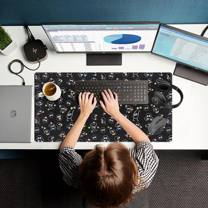 Desk Mat Cute Black Anime Sprite Gaming Mouse Pad XXL Large Extended Kawaii - Image 6