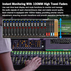 12 Channel Audio Mixer for Recording, USB Mixing Console - Image 3