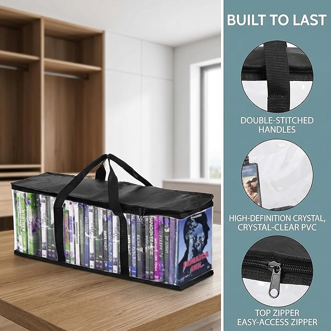 Fasmov Set of 4 DVD Storage Bags Hold up to 160 DVDs, Water Resistant DVD - Image 8
