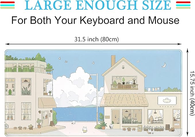 Cute Desk Mat Kawaii Mousepad Japanese Street Mouse Pad, Large Mouse Pad XXL - Image 2