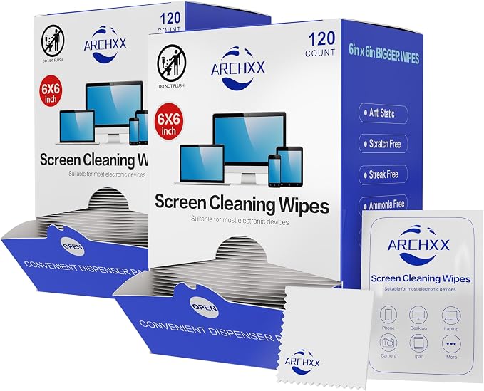 Screen Wipes for Electronics, Car Screen Cleaner, Lens Wipes Individually by ARCHXXeachwipecounts