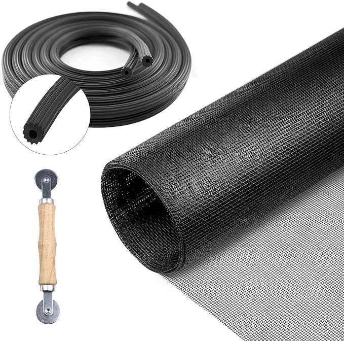 Screen Repair Kit for Windows and Doors 48” x 100" Adjustable Fiberglass Screens by Pazaka