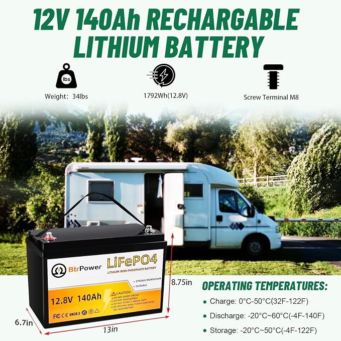 12V Lithium Battery-140ah Lithium Iron Phosphate LiFePO4 Deep Cycle Battery - Image 2