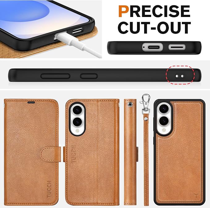 TUCCH Wallet Case for Galaxy S25 Edge, Removable 2 in 1 RFID Blocking Wrist - Image 8